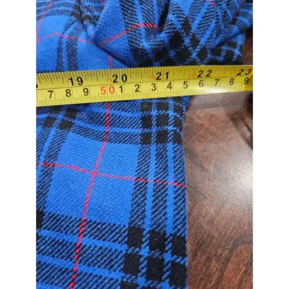 Pendleton Blue Plaid 100% Wool Blazer Gold Crest Buttons Made USA Women’s 14 - Picture 7 of 8